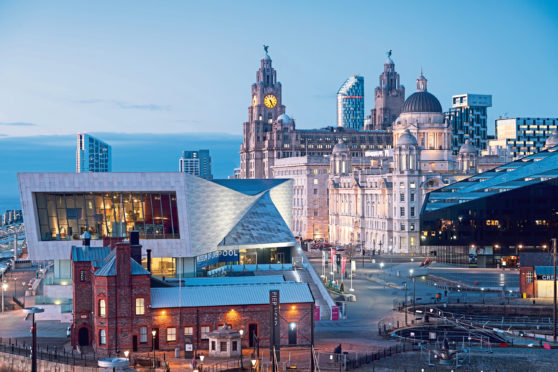 Liverpool Pier Head at dusk