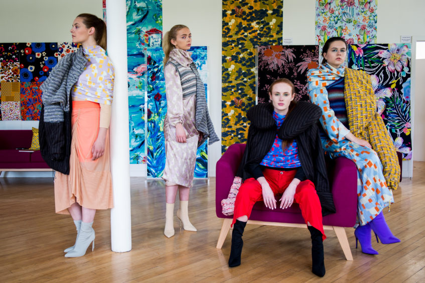 Fashion and textile end of year fashion show for students

In Pic: Sam, Rachel, Carly and Ally model outfits by 21yo Joanna Stout from Kirkwall, Orkney