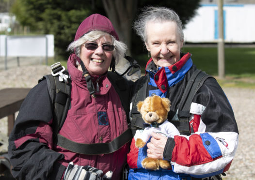 Helen Woods pictured with her pal and fellow jumper Anne Fiddes