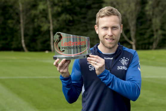 Rangers' Scott Arfield pictured after winning the Ladbrokes Premiership Player of the Month award for April