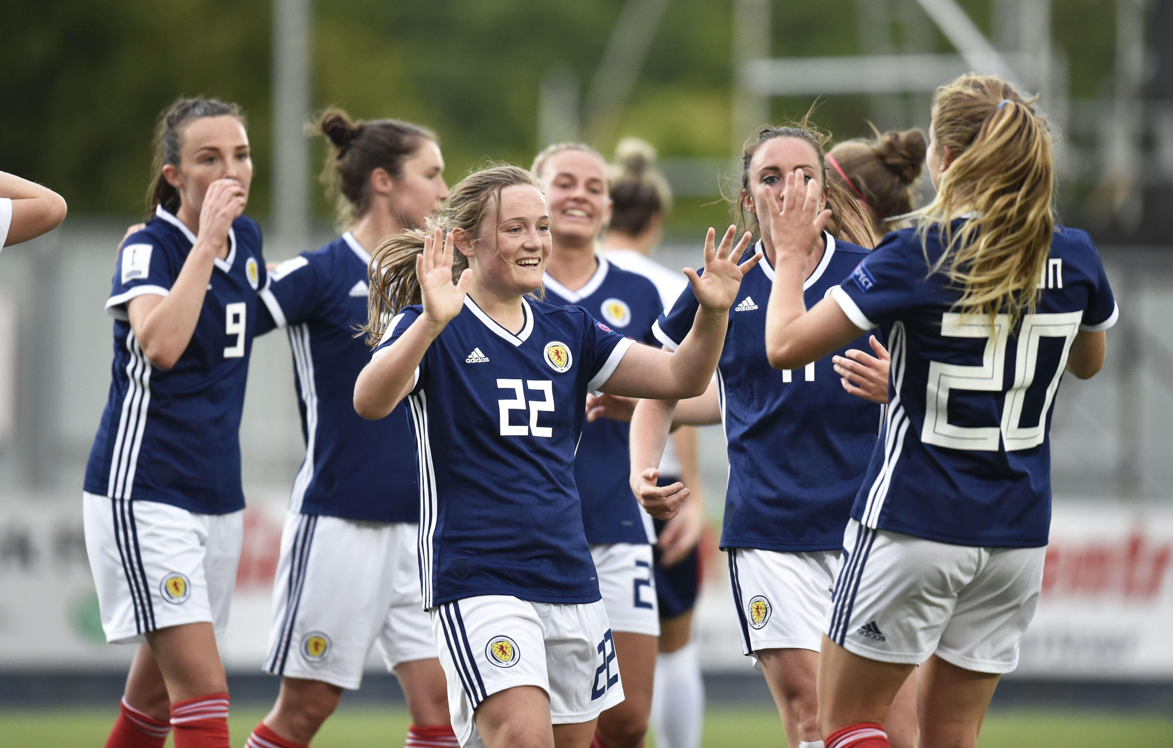 Scotland celebrate against Belarus during qualifying