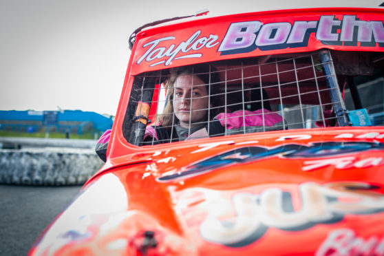 15-year-old Taylor Borthwick behind the wheel