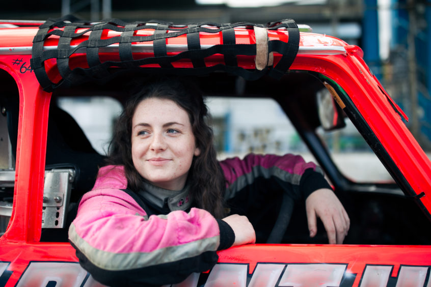 15-year-old Taylor Borthwick behind the wheel