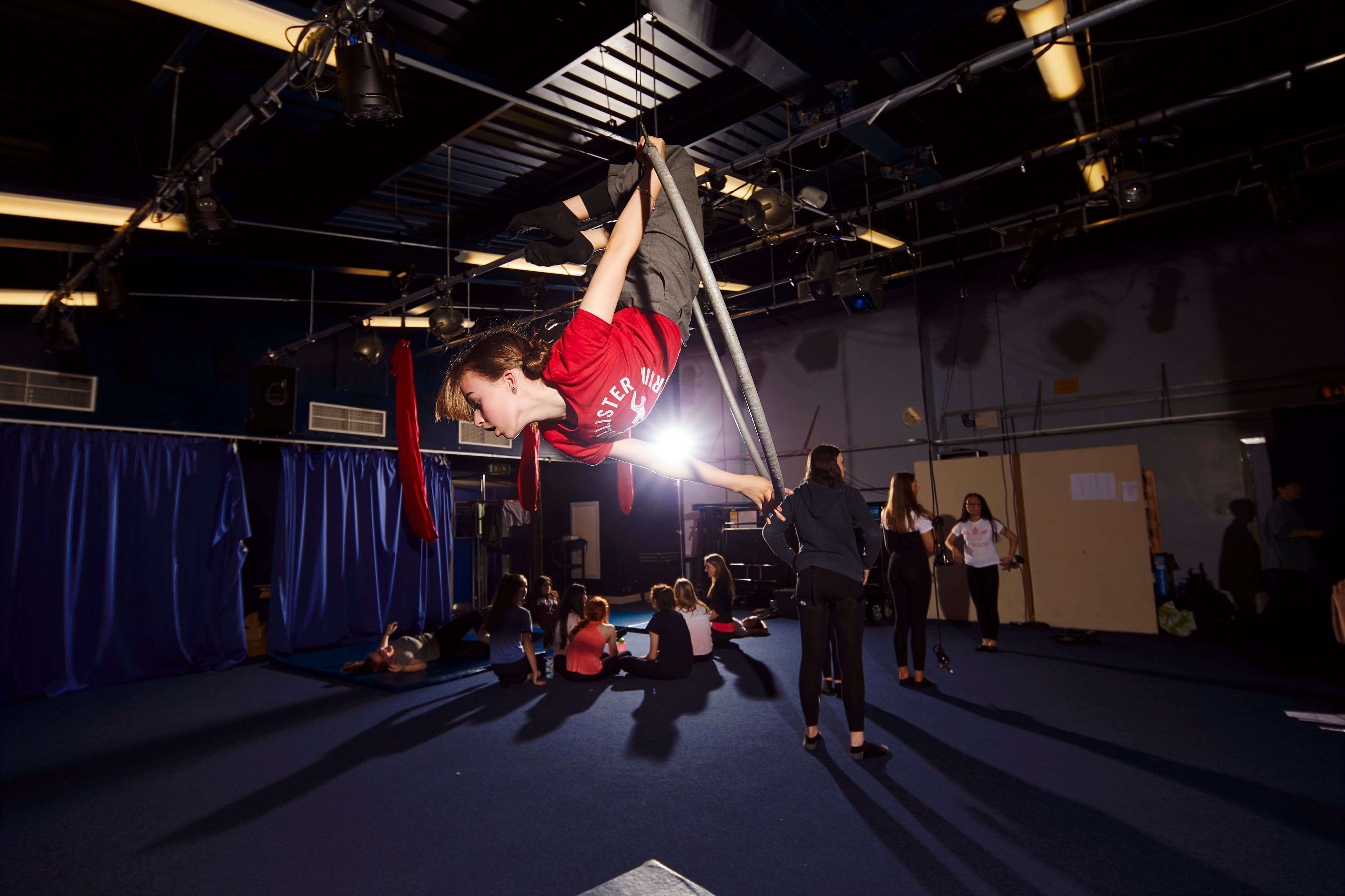 Pupils at Craigmount High School in Edinburgh rehearse their aerial performance ahead of Like Flying.