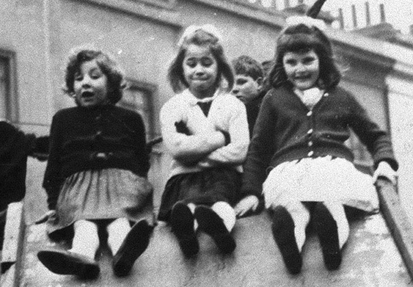 Jackie (left) with Lynn Johnson (centre) and Sue Davies in the first programme in 1964