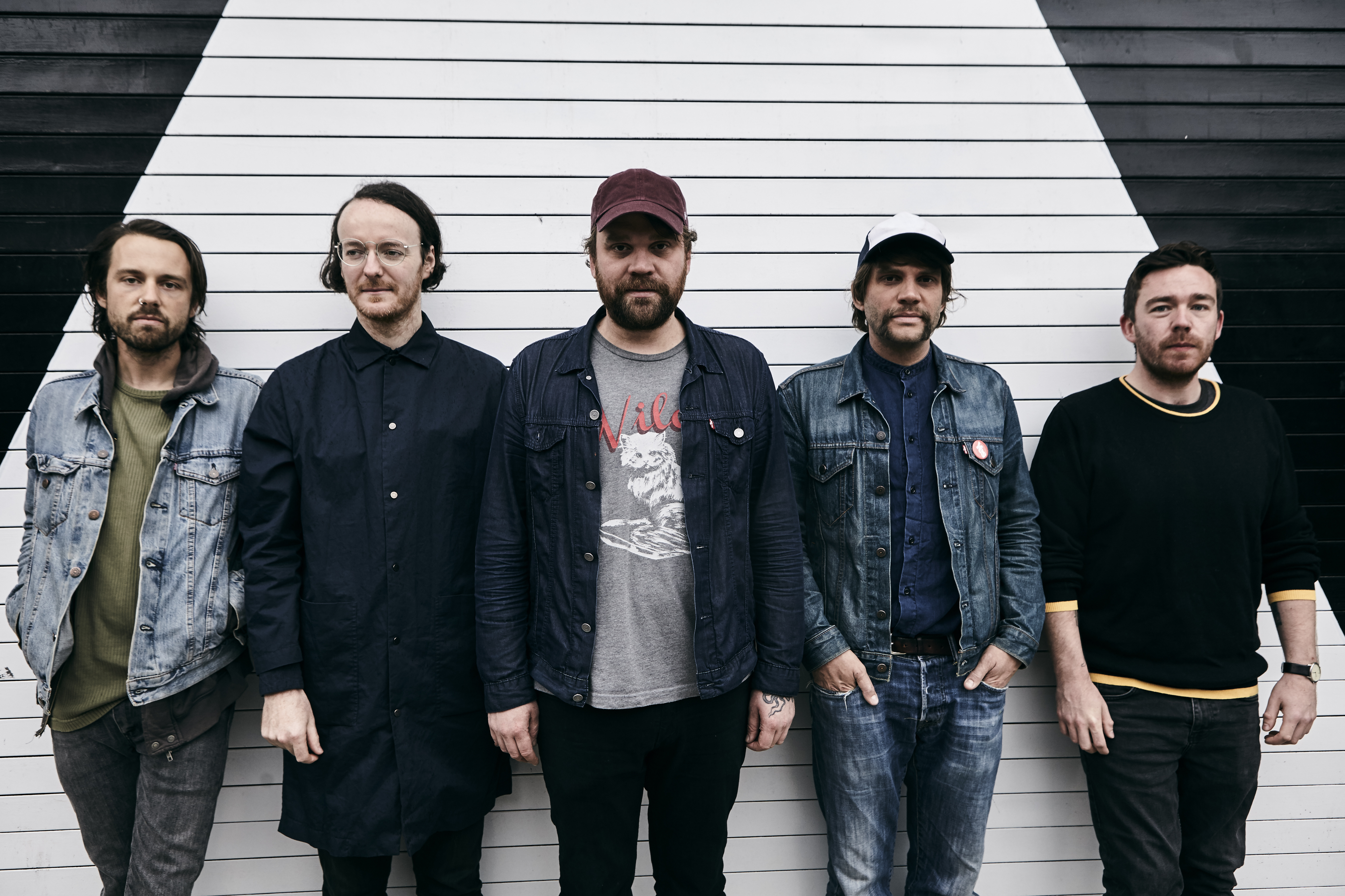 Scott Hutchison (third from left) with his Frightened Rabbit bandmates