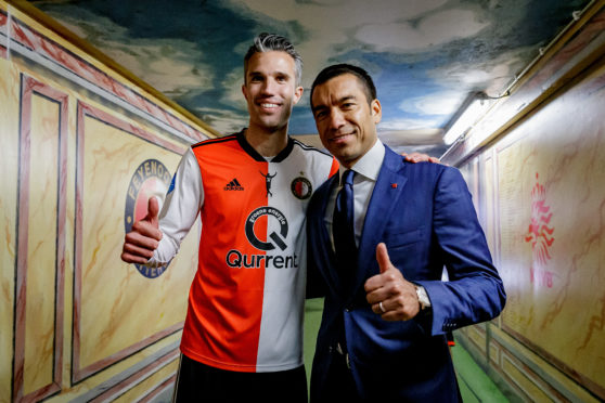 Giovanni van Bronckhorst with Robin van Persie. They both left Feyenoord at the end of the Dutch season