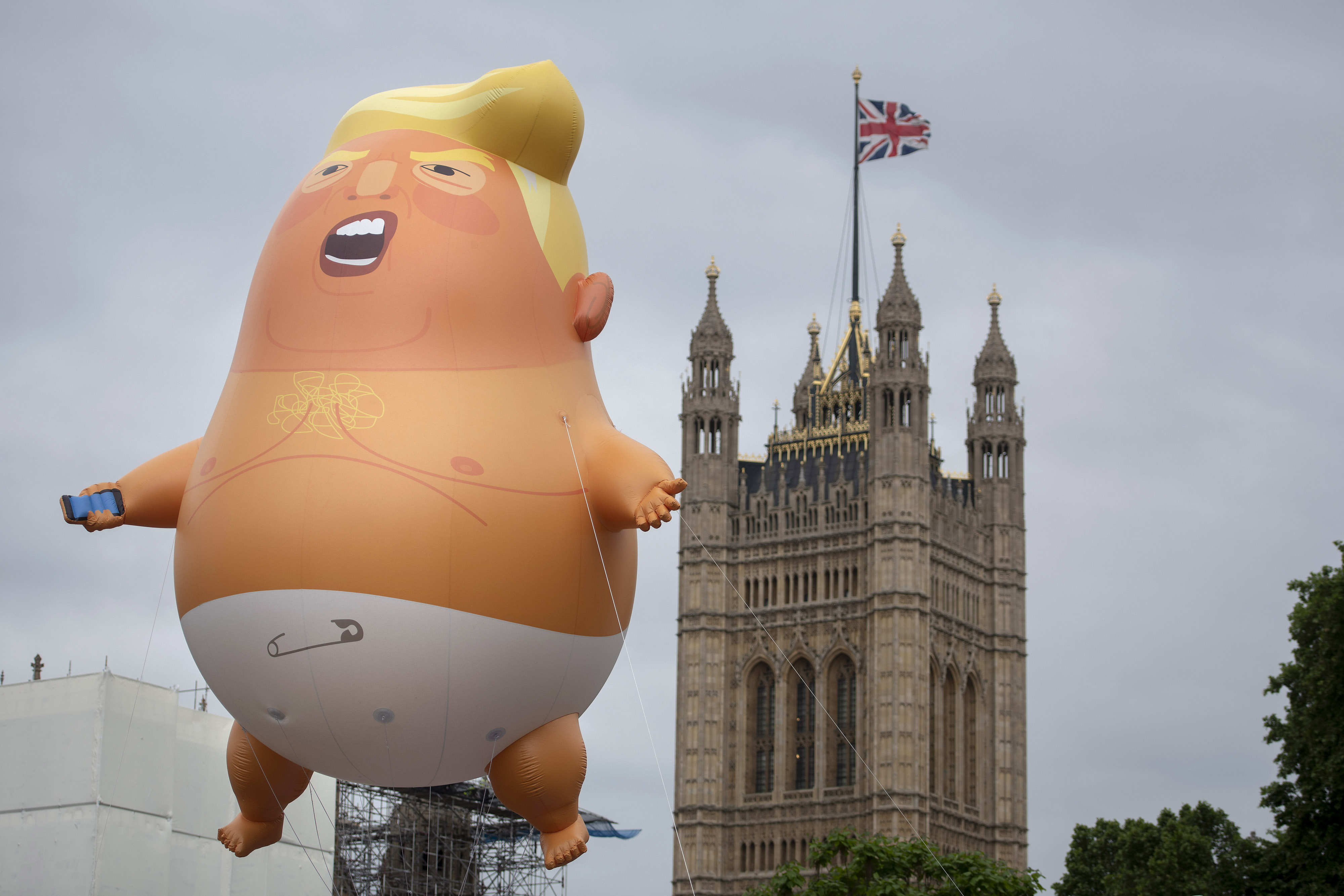 The Baby Trump Balloon is inflated in Parliament Square