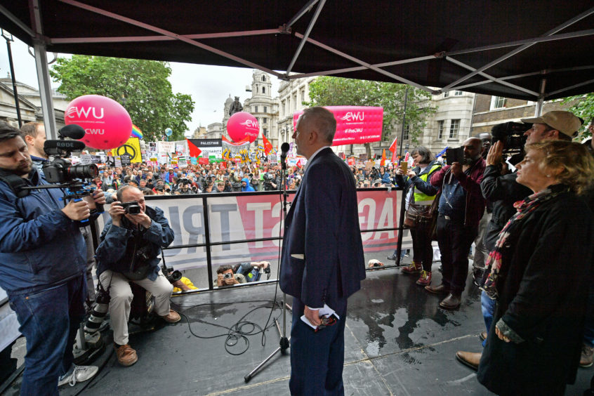 Corbyn addressed the crowds in Whitehall