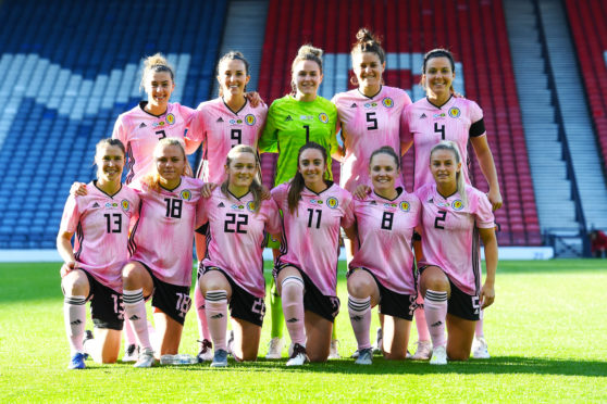 The Scotland team line up for the friendly against Jamaica