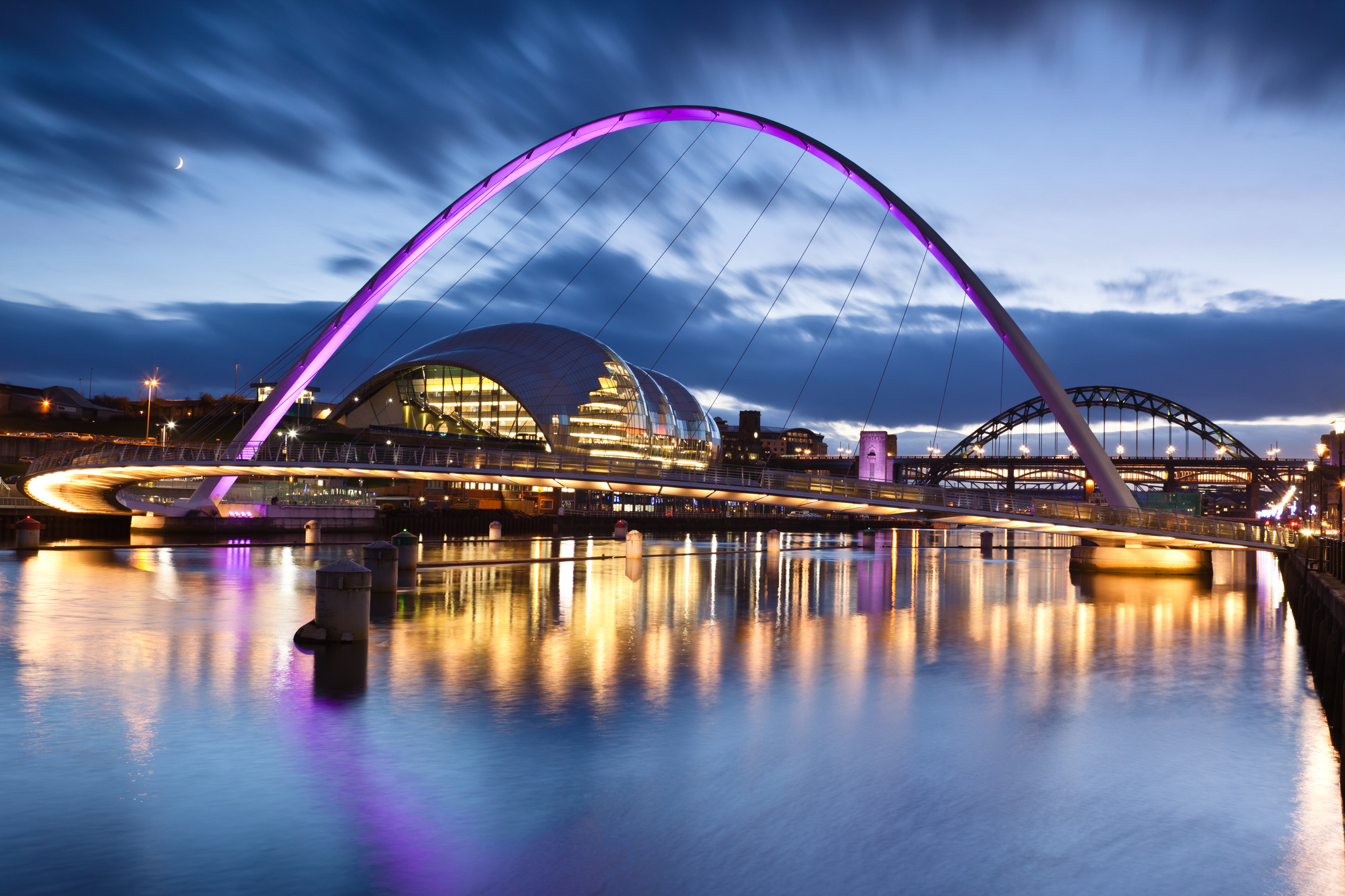 Millennium Bridge spanning the Tyne between Gateshead and Newcastle