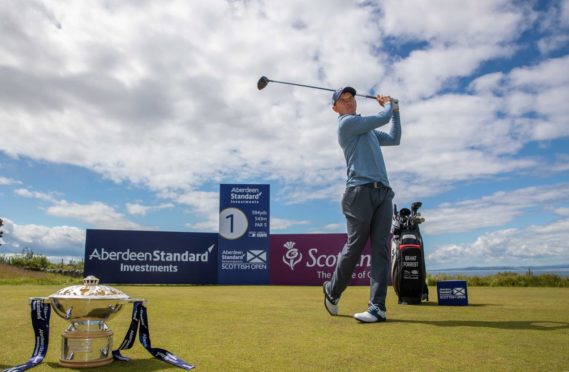 Scotland's Grant Forrest on the first tee of the Aberdeen Standard Investments Scottish Open Championship Course at The Renaissance Club