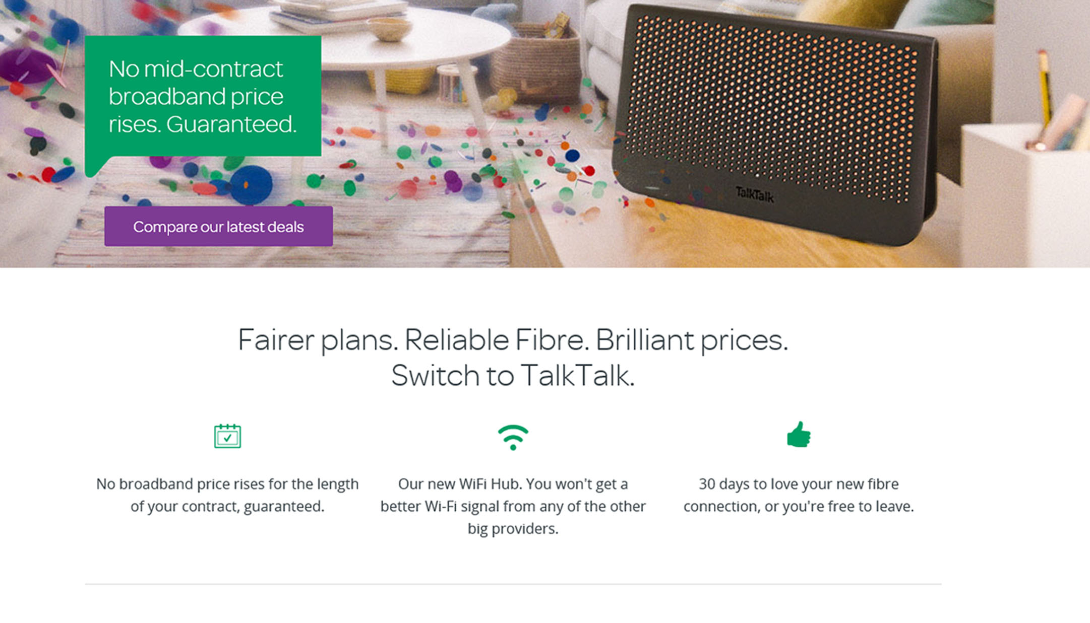 An ad for TalkTalk's Unlimited Fibre broadband
