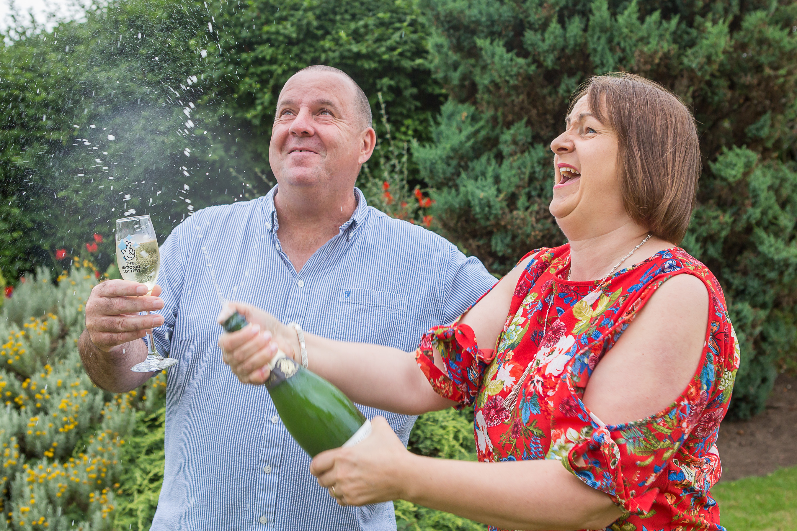 Alan and Claire Gray celebrating £1 million in the EuroMillions.