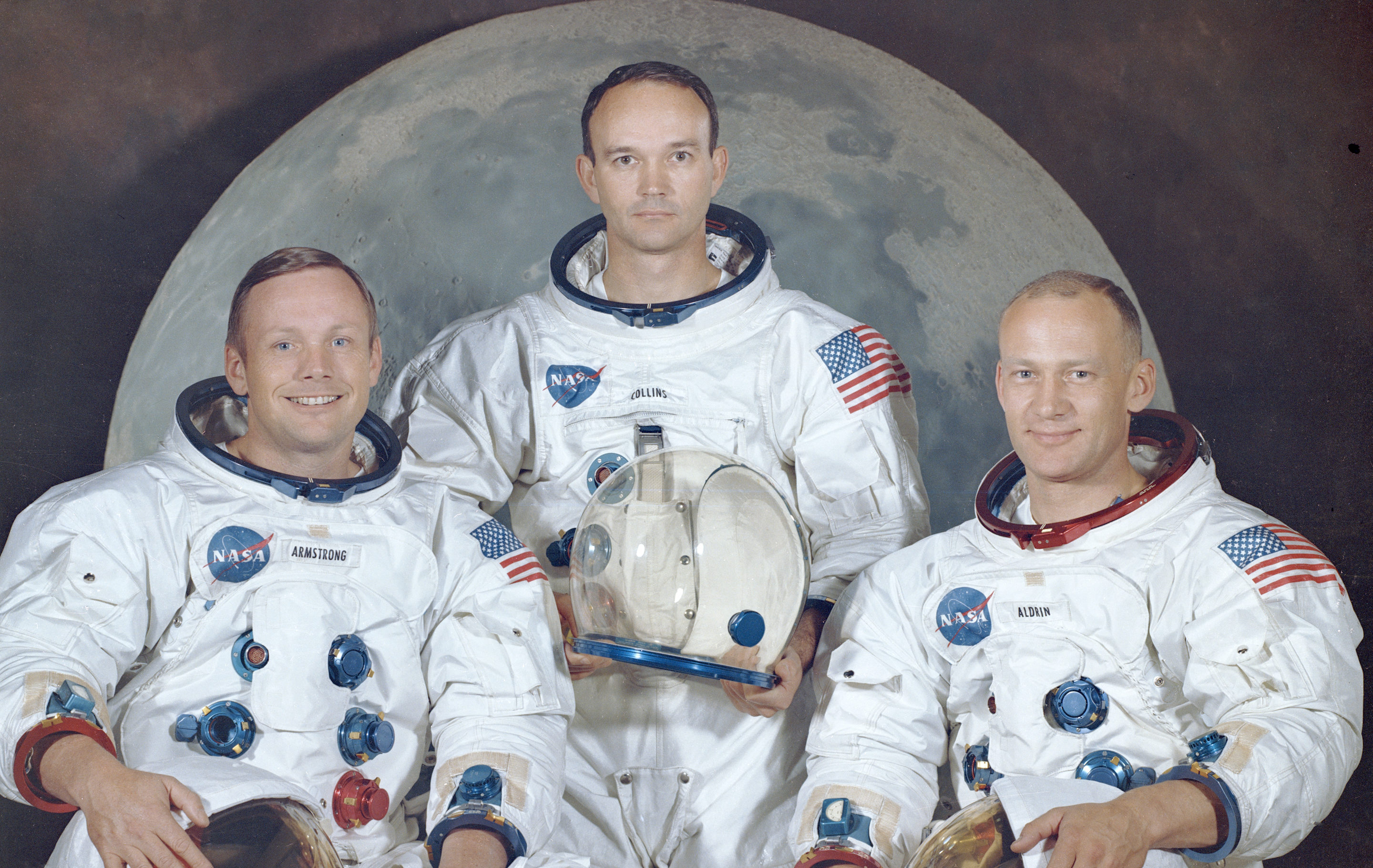 The Apollo 11 crew - Neil Armstrong, Michael Collins and Buzz Aldrin