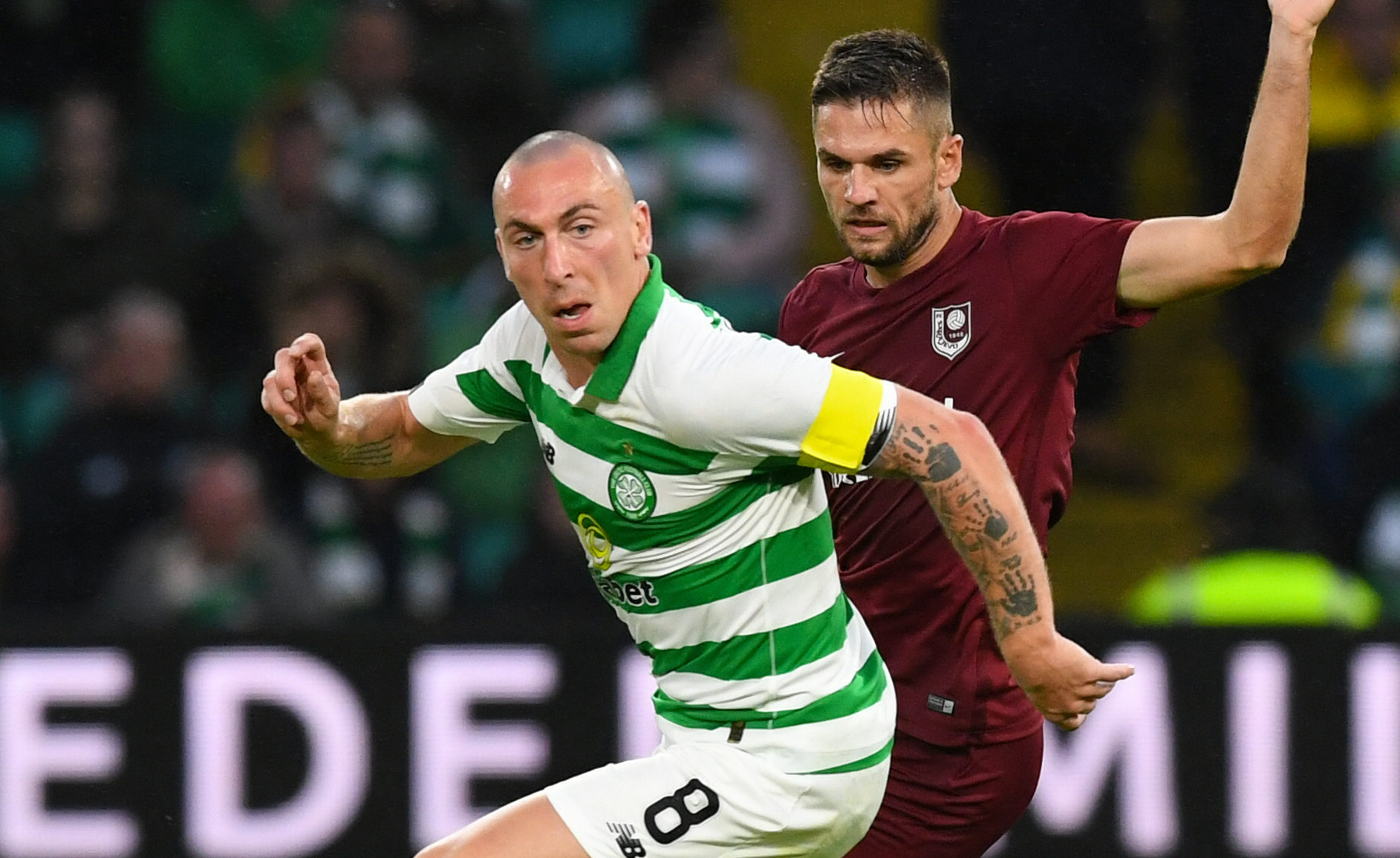 Celtic captain Scott Brown in action against Sarajevo