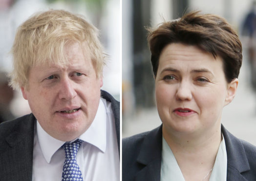 Boris Johnson and Scottish Conservative leader Ruth Davidson