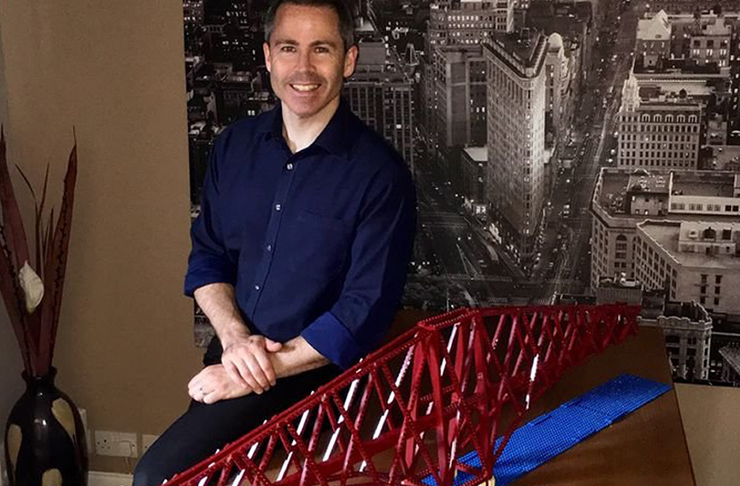 Michael Dineen with part of his 4.7-metre Lego model