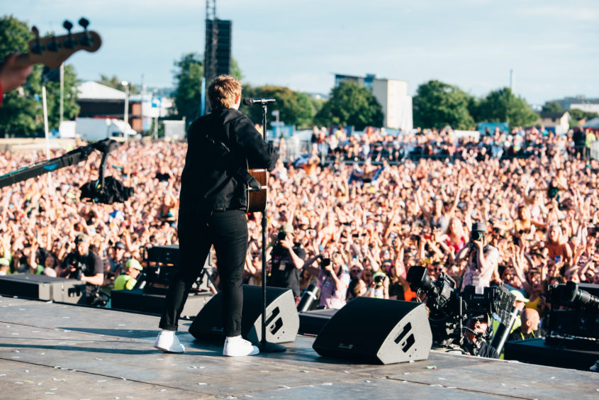 Lewis Capaldi looks out on the crowd