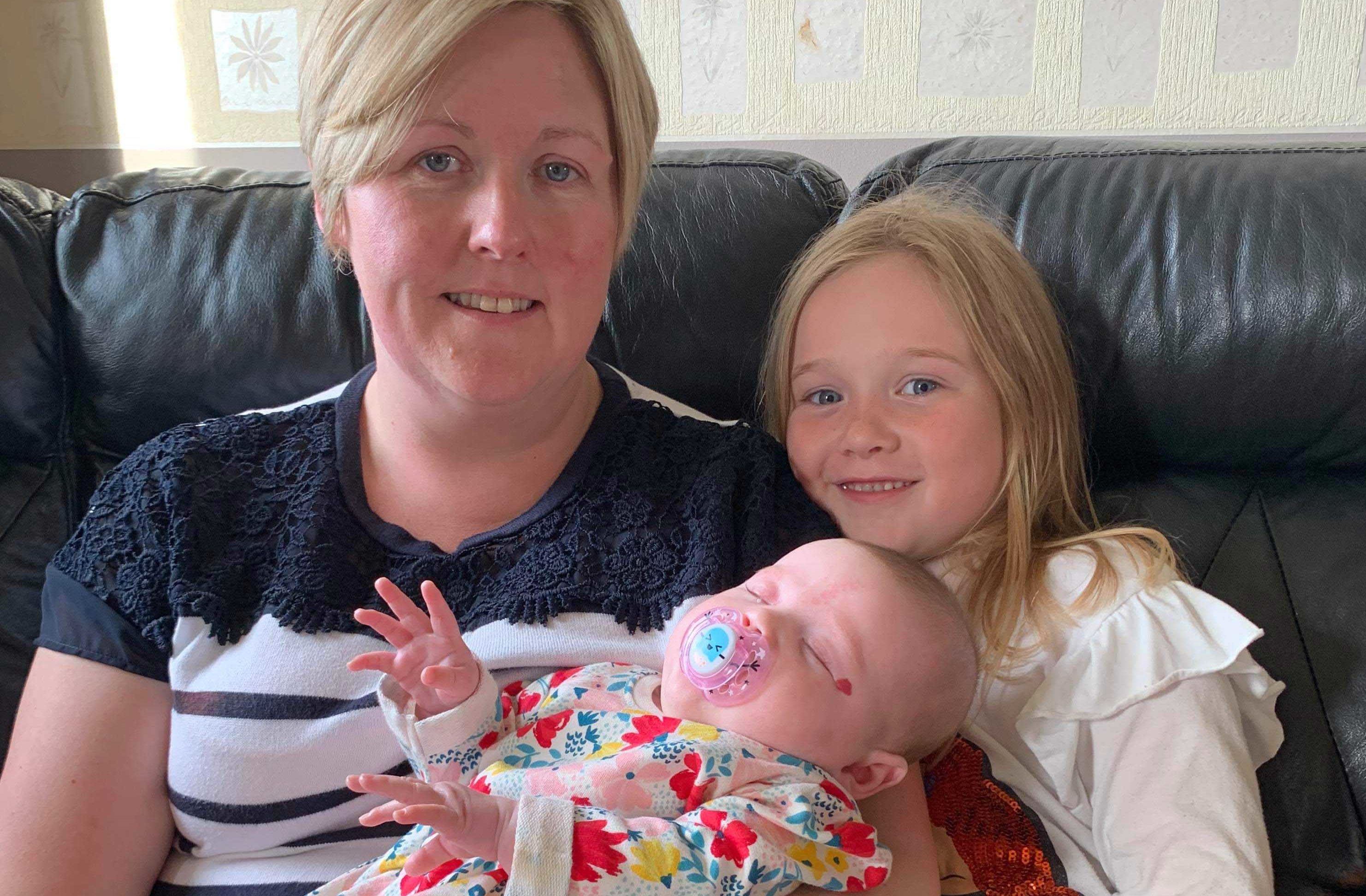 Sarah with daughters Isla and Emily Jane