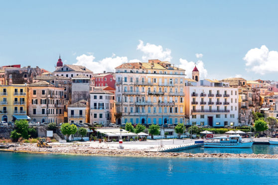 Corfu Town, the capital of the island of Kerkyra, or Corfu, seen from the sea