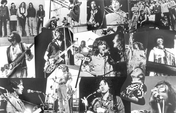 Among the performers were: Top row: The Fish; Richie Havens; Jimi Hendrix; Joan Baez; Sha Na Na. Middle row: Santana; Alvin Lee of Ten Years After; Mike Shrieve of Santana; David Crosby and Graham Nash; Roger Daltrey; Sly and the Family Stone. Bottom row: The Incredible String Band; Joe Cocker; Arlo Guthrie; Steven Stills; John Sebastian.