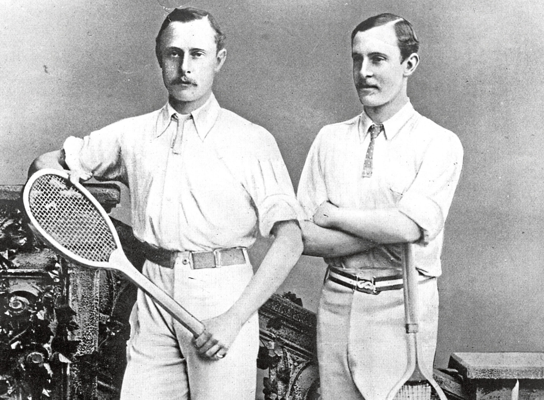 1880:  British tennis brothers William and Ernest Renshaw.