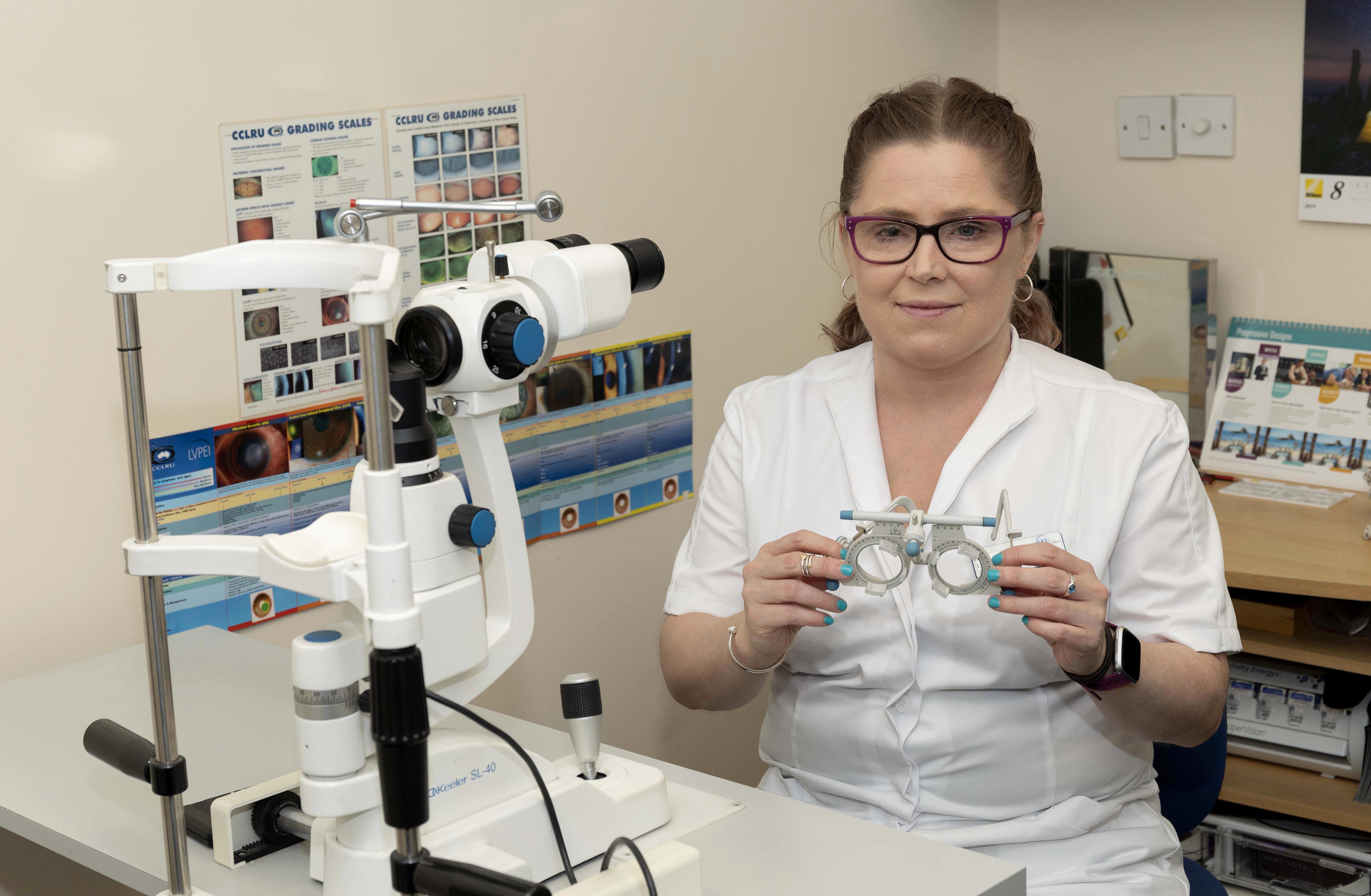 Lynsey, pictured on Thursday, says the optometrist who treated                         her has inspired her to follow in her footsteps and become an optician