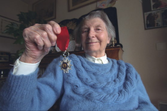 Susan Travers, the only woman to join the French Royal Legion, with her Legion of Honour medal. She died in 2003 aged 94