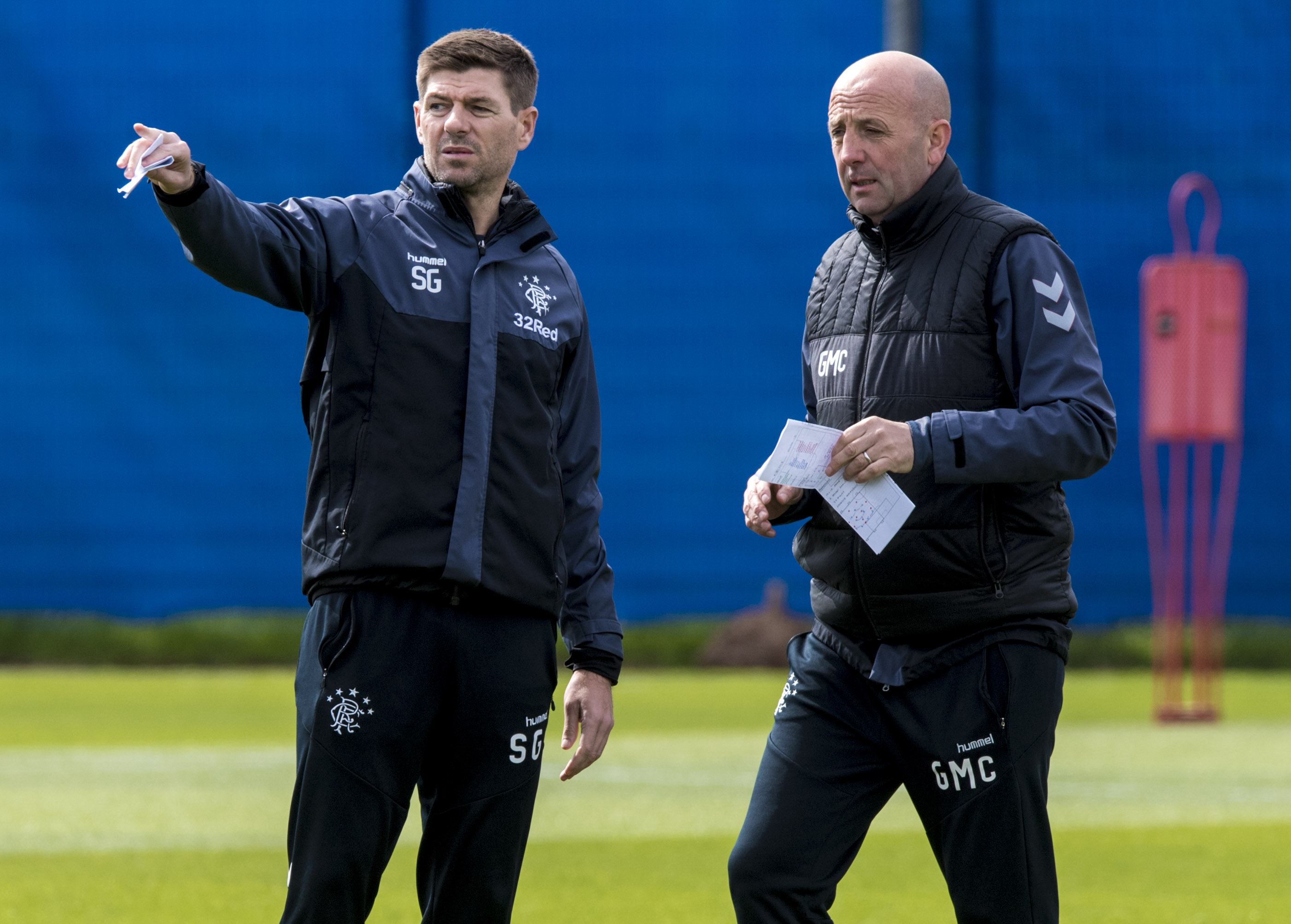 Rangers boss Steven Gerrard and assistant Gary McAllister will put their game plan into
operation at Rugby Park today