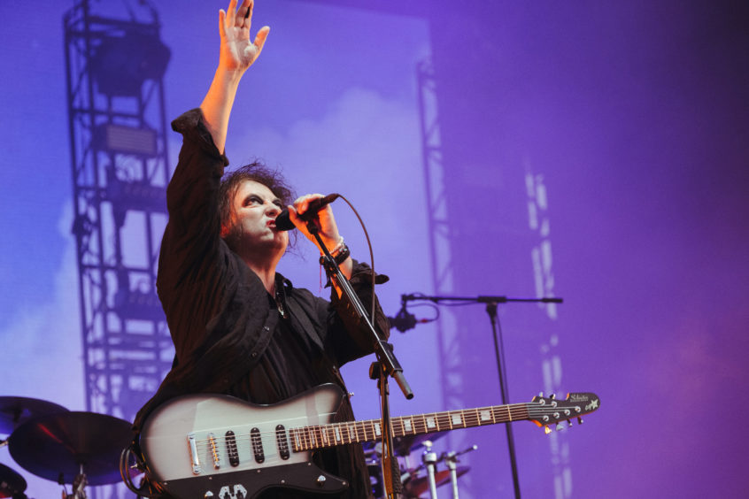 The Cure on stage in Bellahouston Park