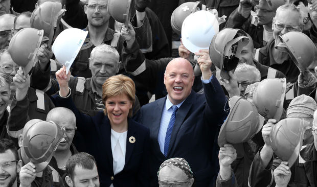 Nicola Sturgeon and Jim McColl celebrate ill-fated Ferguson's deal in August 2015
