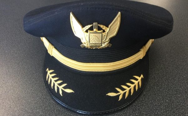 A United Airlines pilot cap