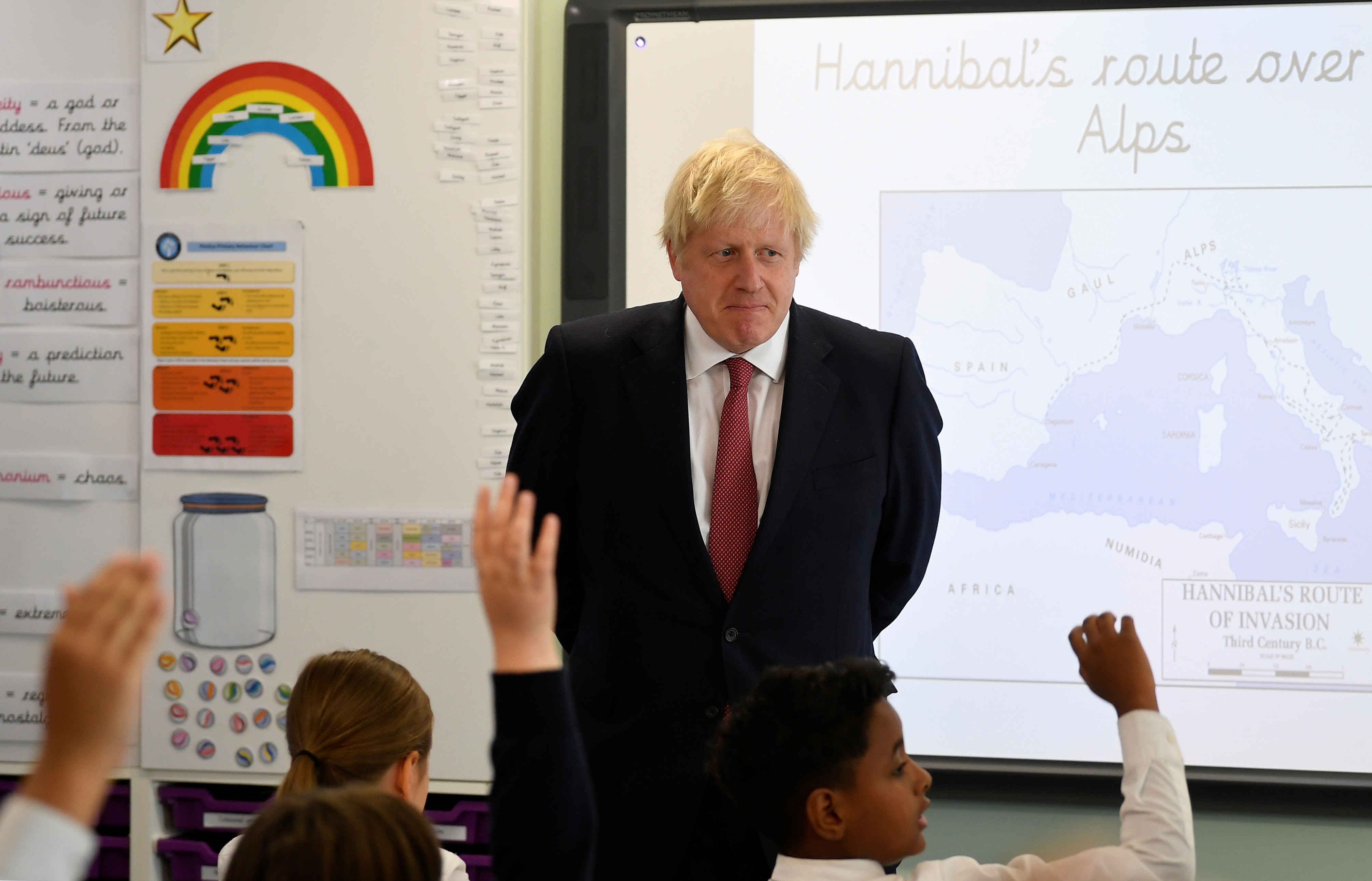 Boris Johnson on a visit to a London school
