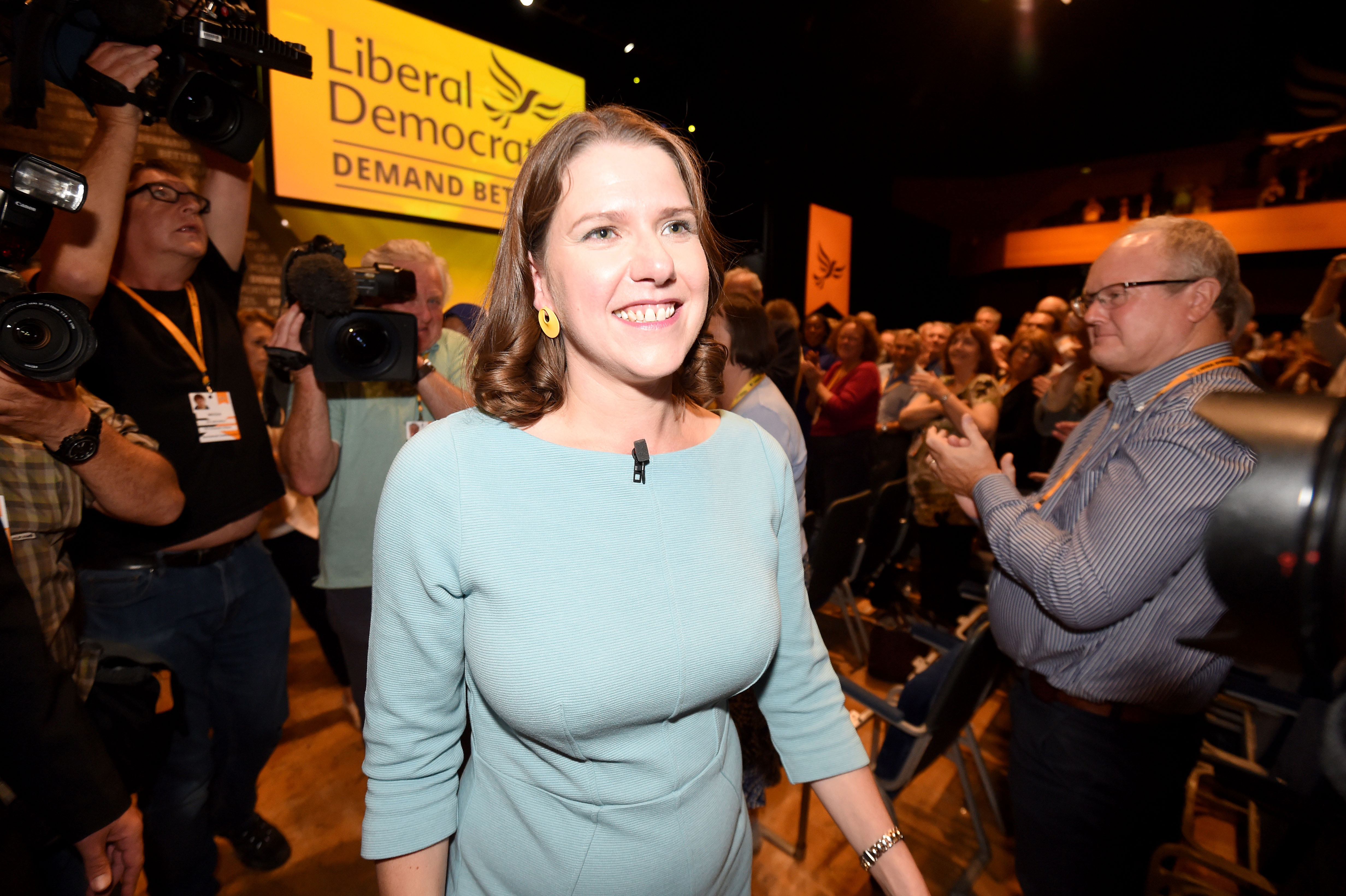 Liberal Democrat leader, Jo Swinson delivers her first keynote speech at the Liberal Democrat Party Conference at the Bournemouth International Centre on September 17, 2019 in Bournemouth, England.