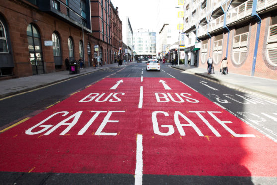 Bus Lanes in Glasgow City Centre.