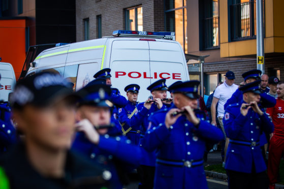 An Orange walk going through Govan, which began at Ibrox, and finished along Paisley Road West. The walk was escorted by heavy police presence.