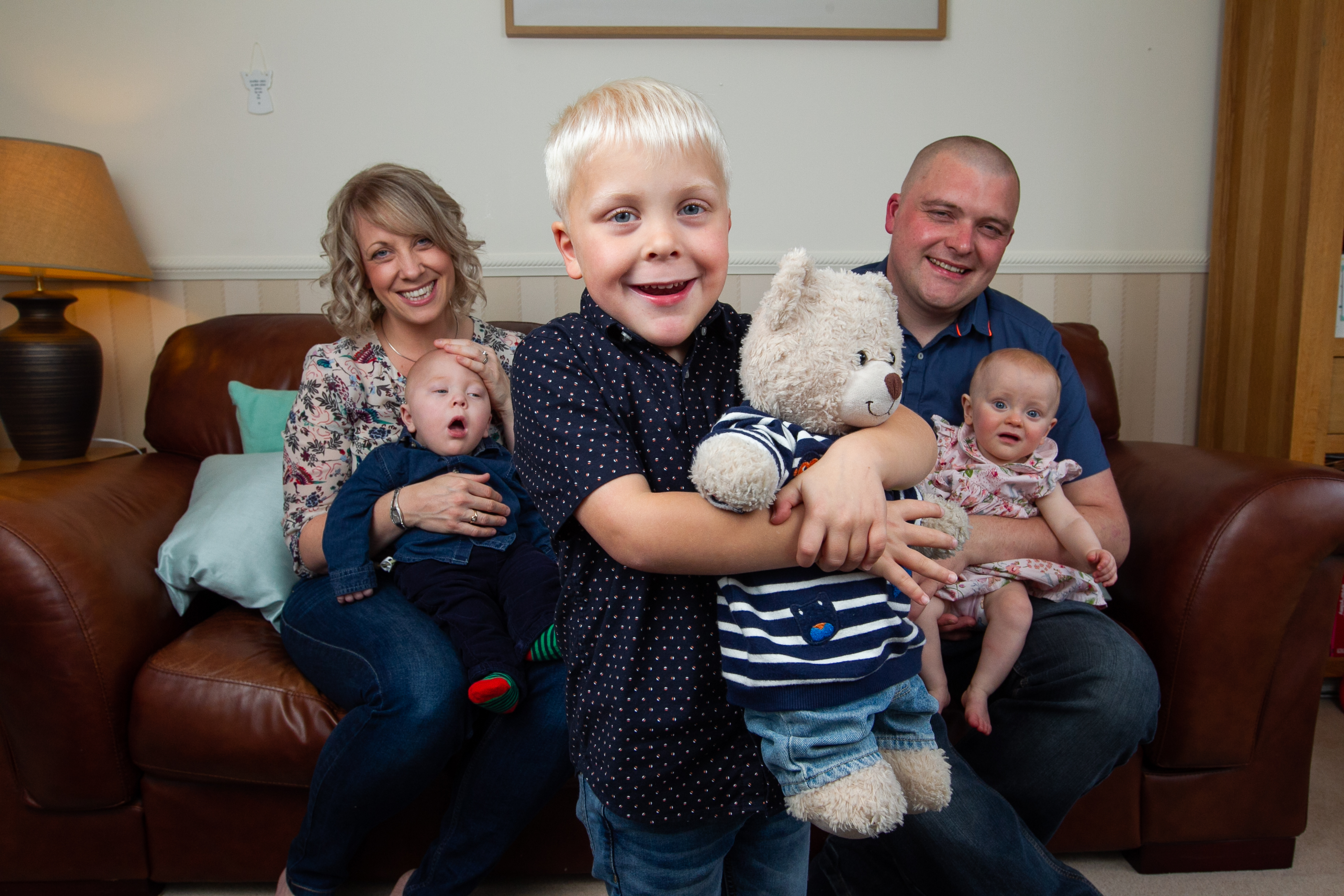 Heather Goring at home with husband Colin, sons David and Nathan and daughter Grace