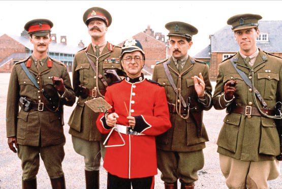 Tim as Lord Percy with the cast of the second series of Blackadder