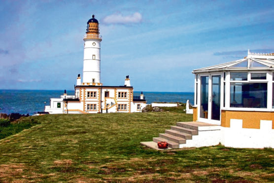 Corsewall Lighthouse overlooks the north channel of the Irish Sea