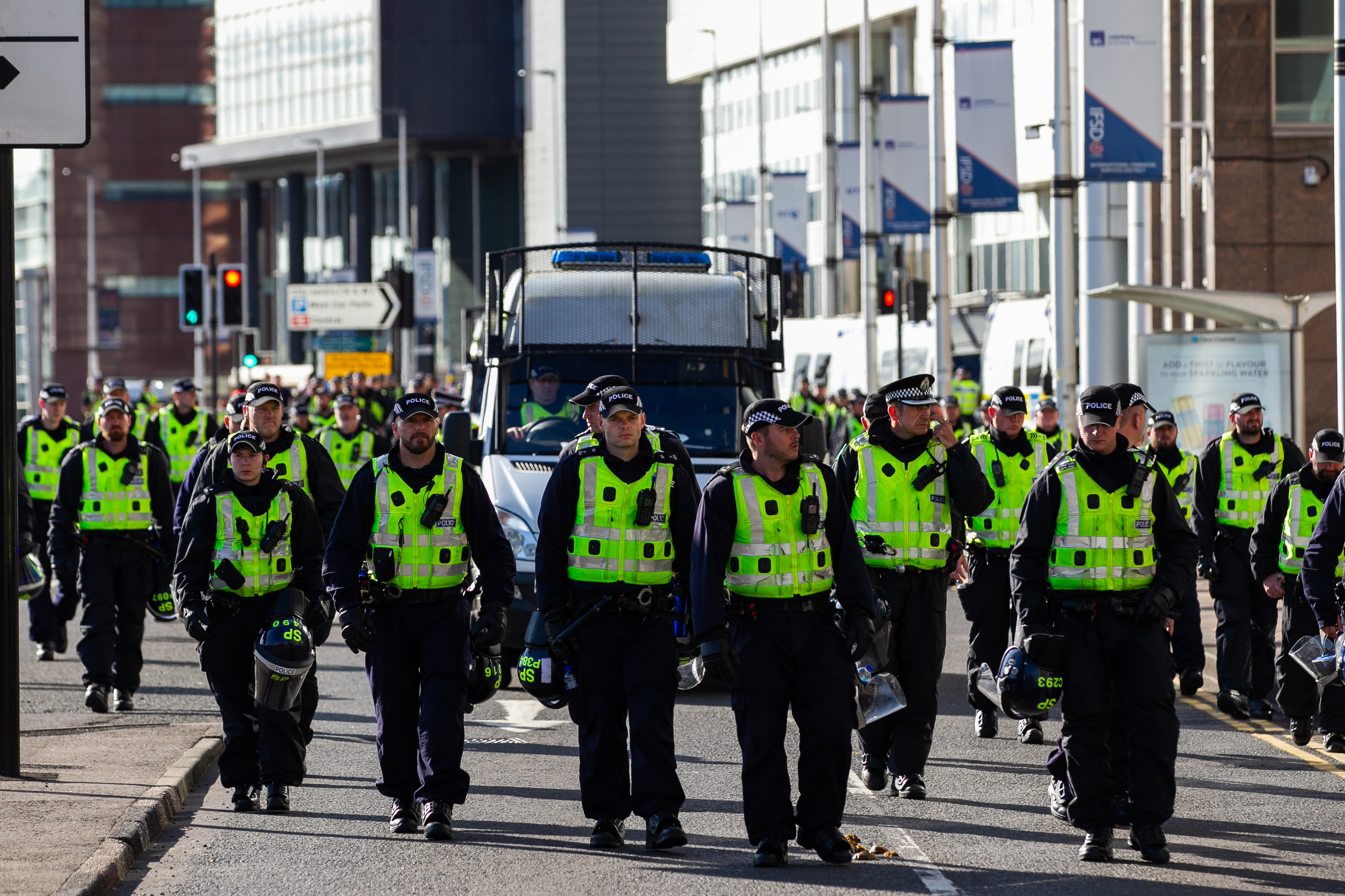 Police on duty at a march on Saturday