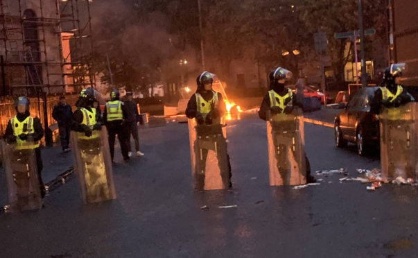 Trouble flared following a Irish Unity march and counter protest in Glasgow on August 30