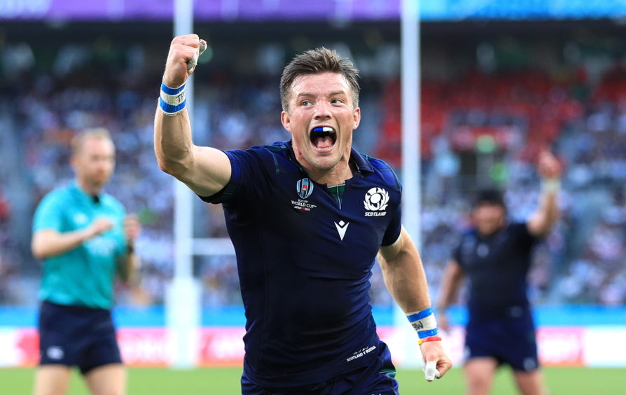 George Horne celebrates try number three