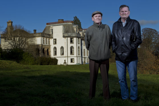 Brothers Arthur and Robert McEwan, right, outside the former St Ninian’s School, Gartmore near Stirling, where they were abused. Pupils were taught                      by the De La Salle Catholic religious order until its closure in 1982