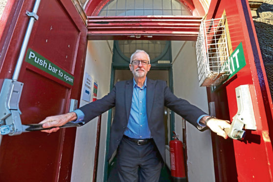 Labour leader Jeremy Corbyn in Motherwell yesterday