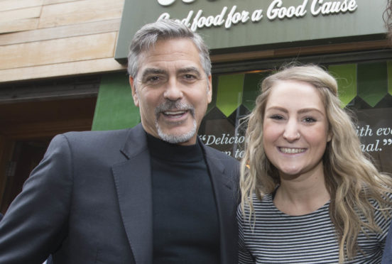 Alice meets George Clooney at Social Bite in Edinburgh