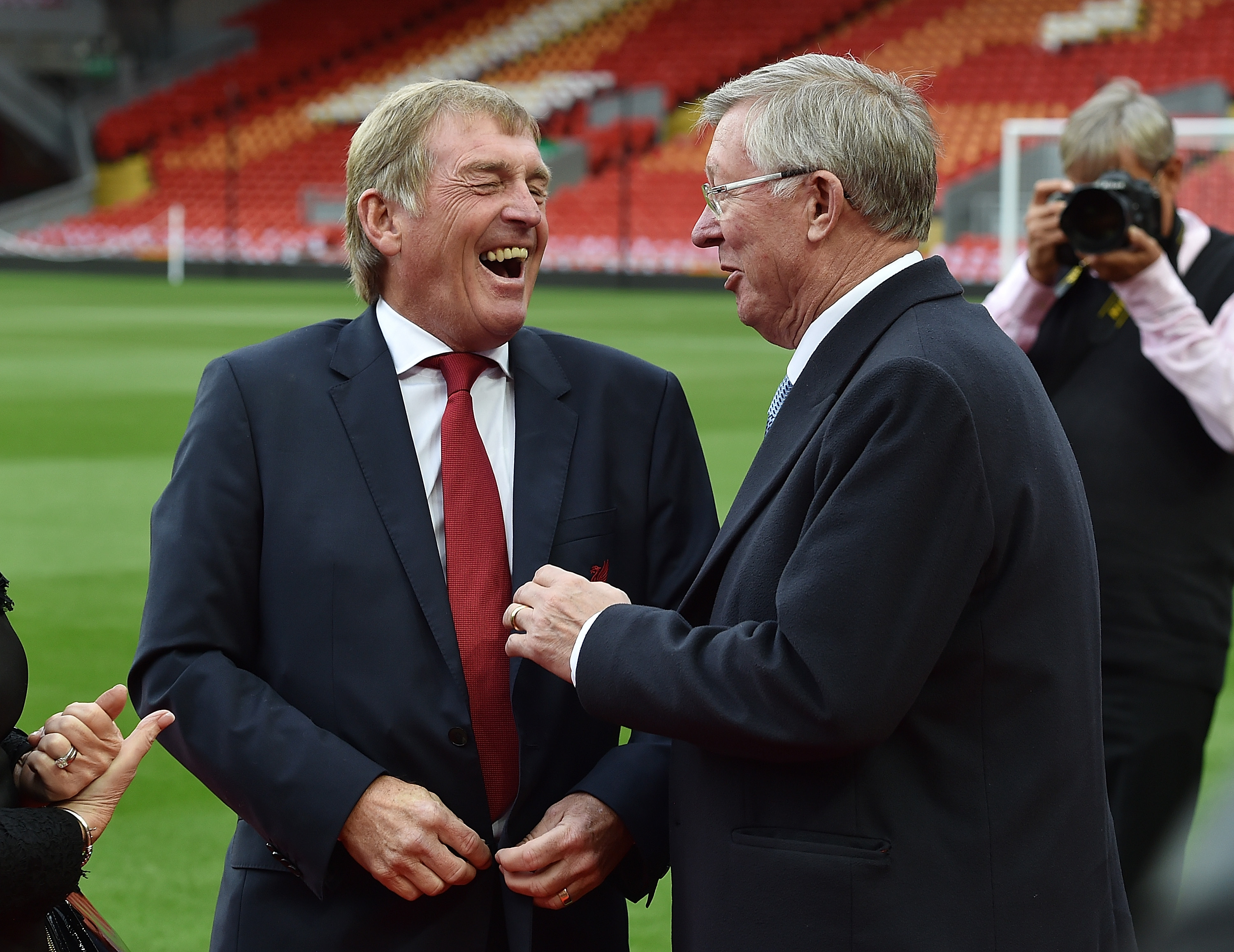 Kenny Dalglish and Alex Ferguson share a joke