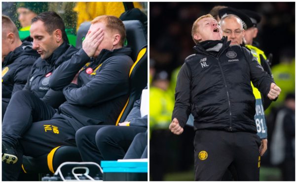 How things quickly change for Neil Lennon is illustrated by his reaction to the defeat at Livingston in contrast to last Thursday night against Lazio