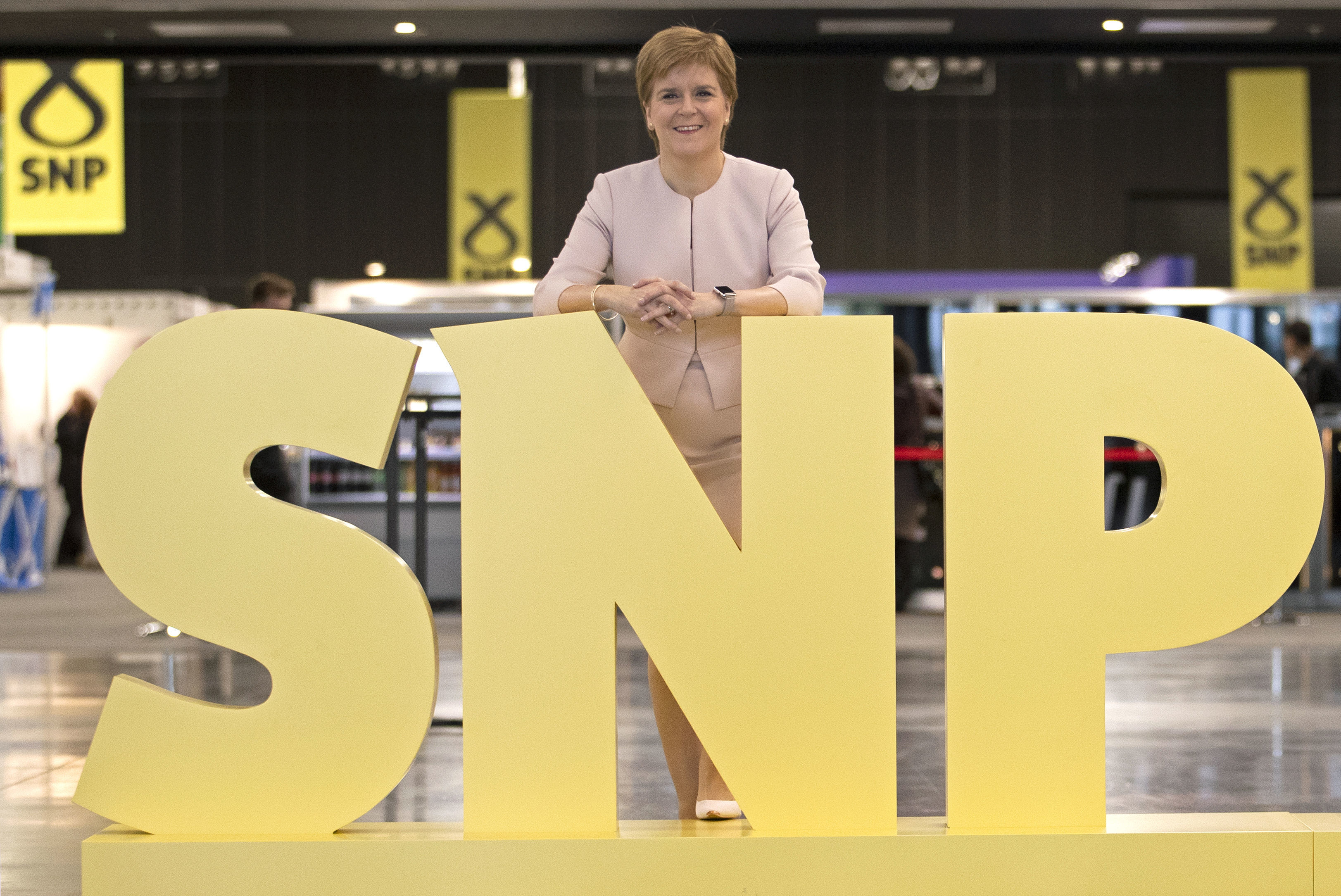 First Minister Nicola Sturgeon visits the trade stands at the 2019 SNP autumn conference at The Event Complex Aberdeen.