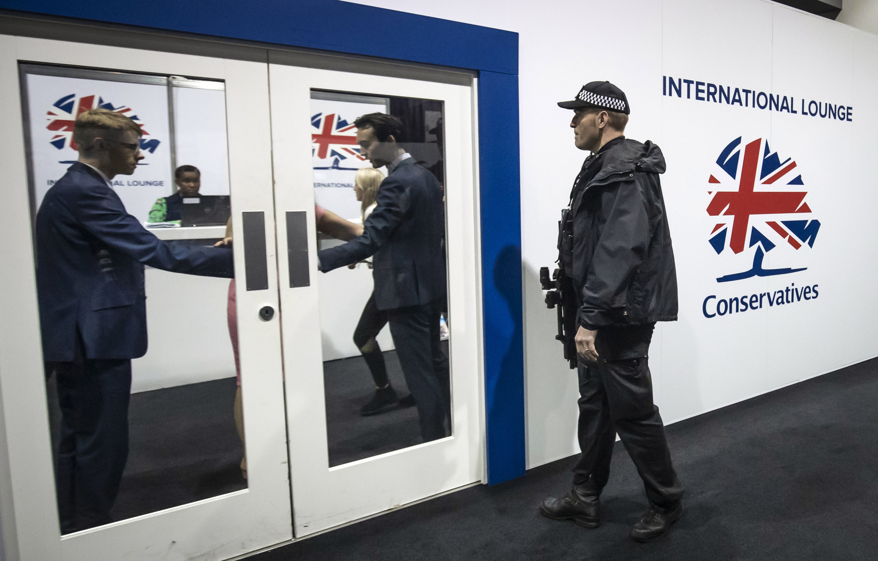 Police arrive at the Conservative Party Conference